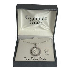 Silver Plated 18” Necklace Live, Laugh, Love, Learn In Original Box